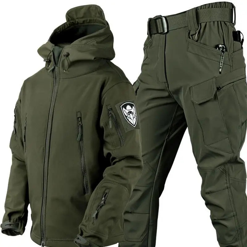 Outdoor Shark Skin Warmth Set Camo Plush Thickened