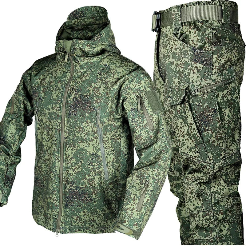 Outdoor Shark Skin Warmth Set Camo Plush Thickened