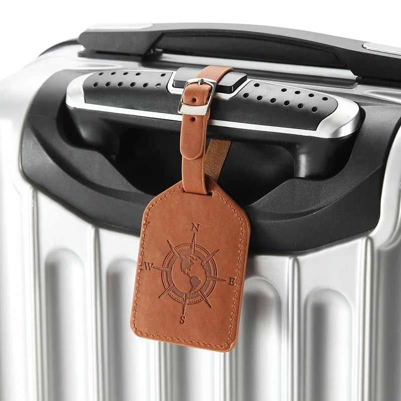 PU Leather Luggage Tag Suitcase Bag Label Portable