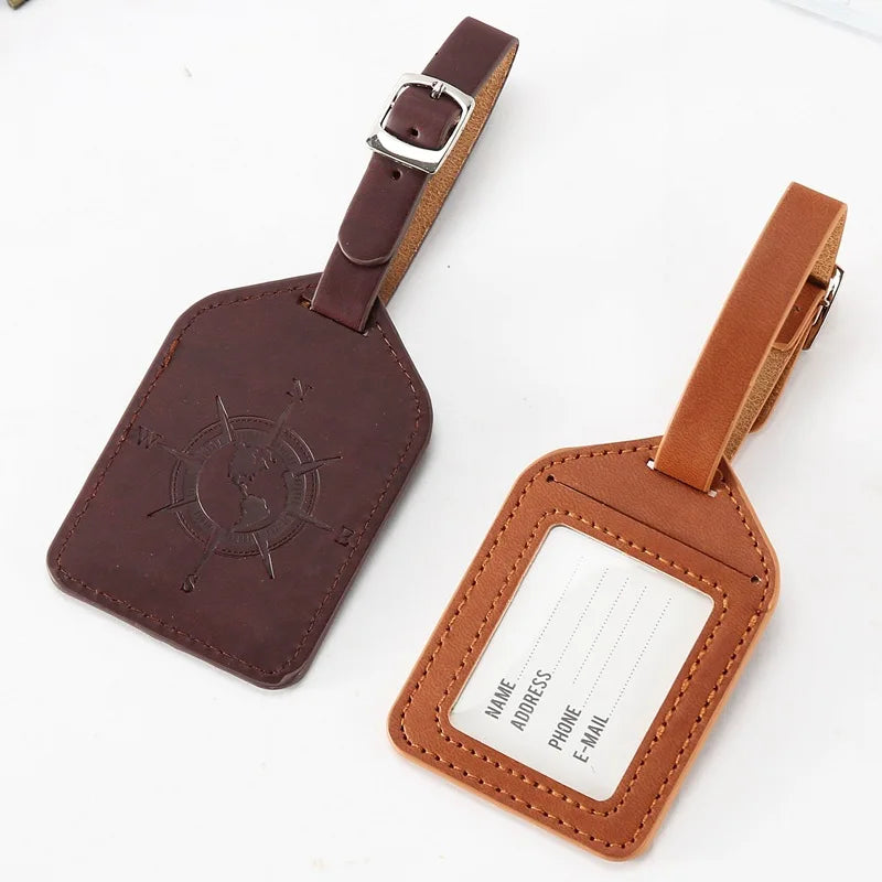 PU Leather Luggage Tag Suitcase Bag Label Portable