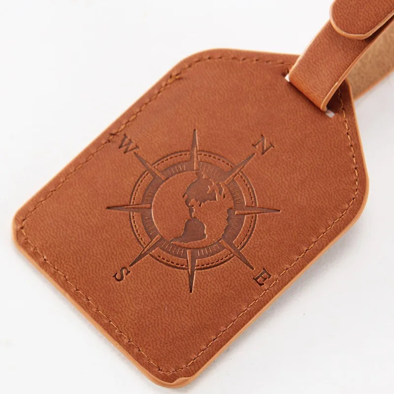 PU Leather Luggage Tag Suitcase Bag Label Portable