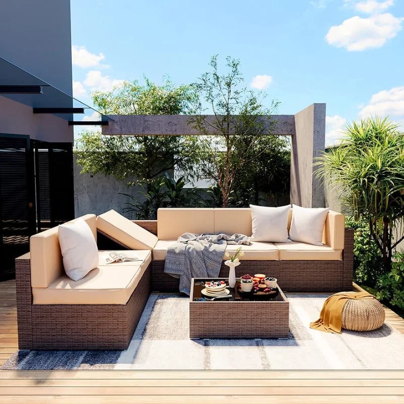 Pamapic Patio Furniture Set, 7 Pieces Modular Outdoor
