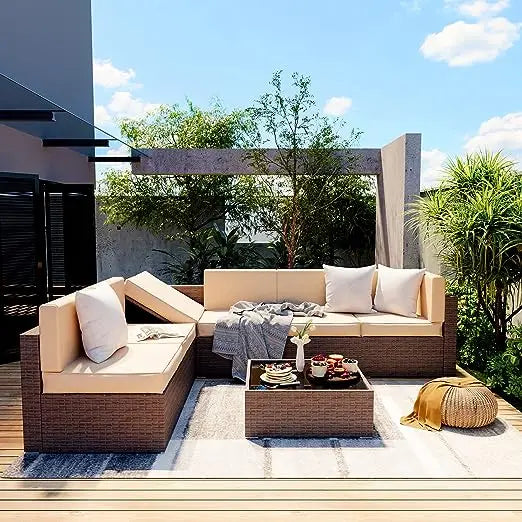 Pamapic Patio Furniture Set, 7 Pieces Modular Outdoor