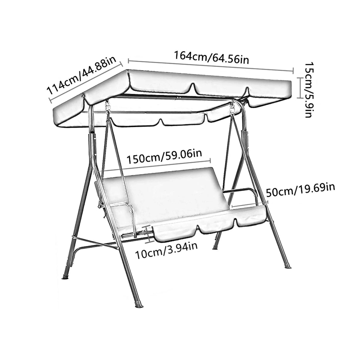 Patio Swing Canopy Replacement Dustproof Outdoor Garden Furniture