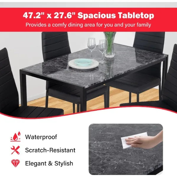 PayLessHere Dining Table and Chairs Set,Modern Rectangular Marble