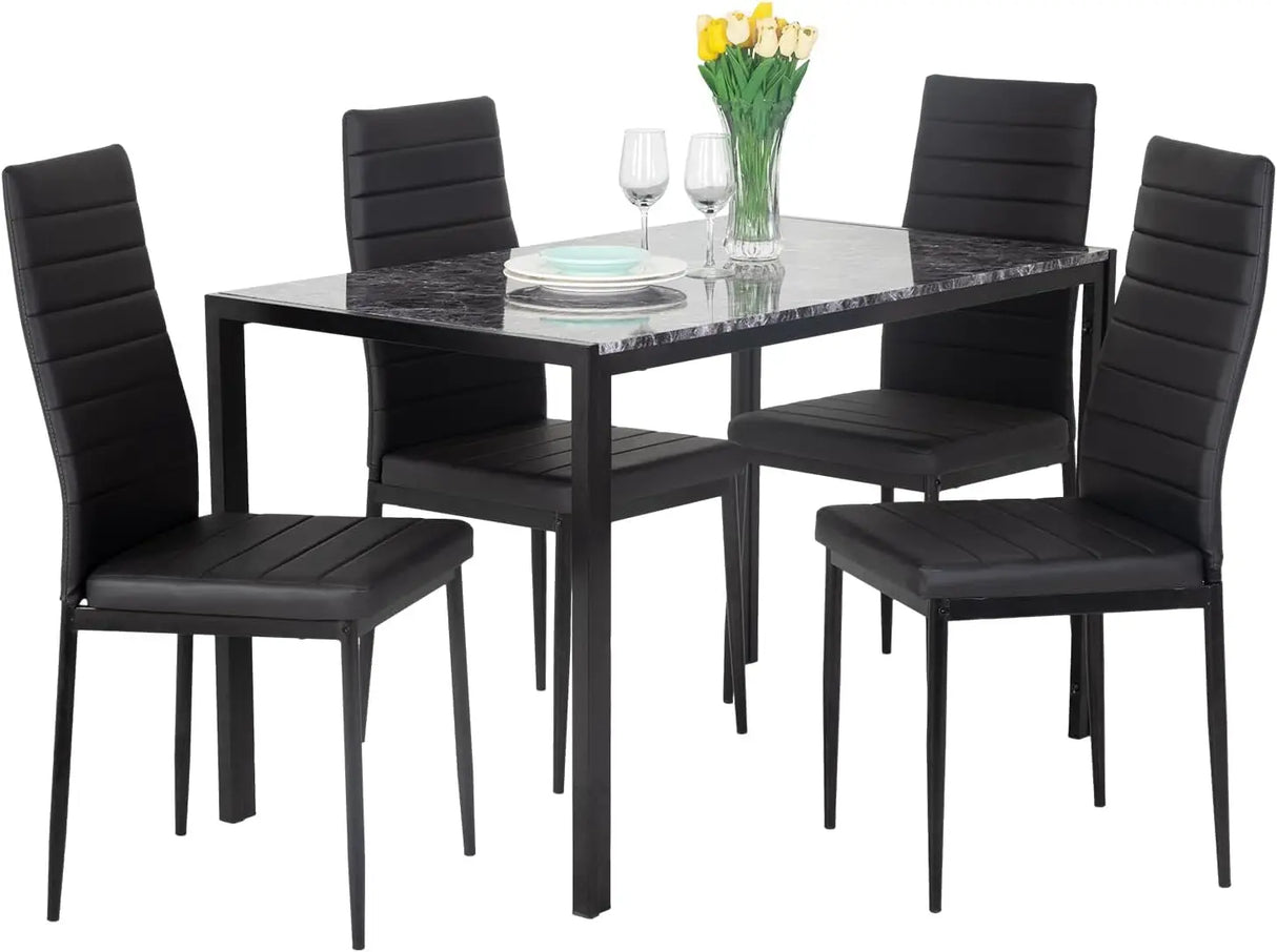 PayLessHere Dining Table and Chairs Set,Modern Rectangular Marble