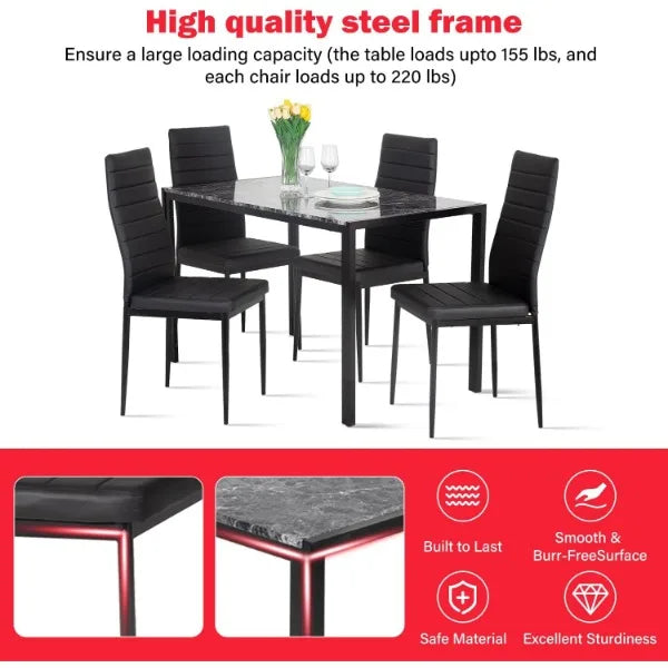 PayLessHere Dining Table and Chairs Set,Modern Rectangular Marble