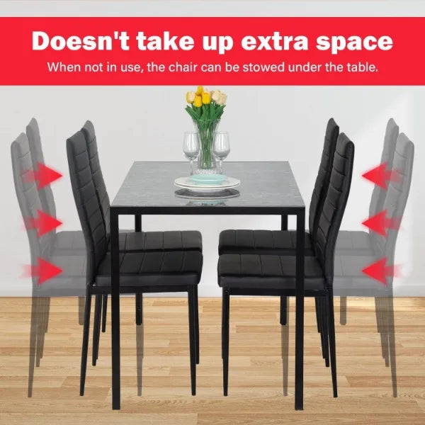 PayLessHere Dining Table and Chairs Set,Modern Rectangular Marble