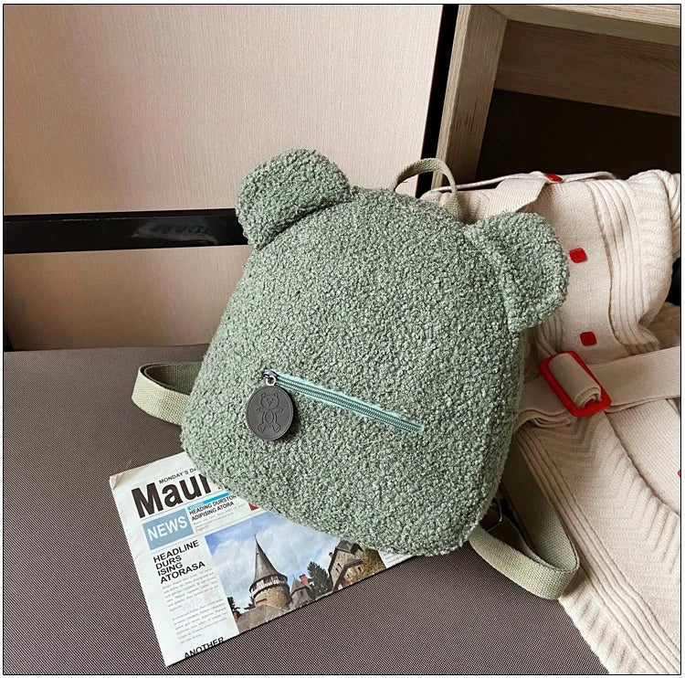 Personalised Baby Girls Backpack Cute Bear Plush Solid