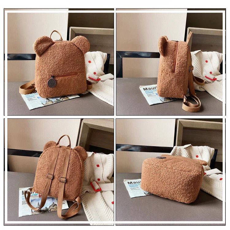 Personalised Baby Girls Backpack Cute Bear Plush Solid