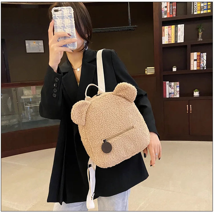 Personalised Baby Girls Backpack Cute Bear Plush Solid
