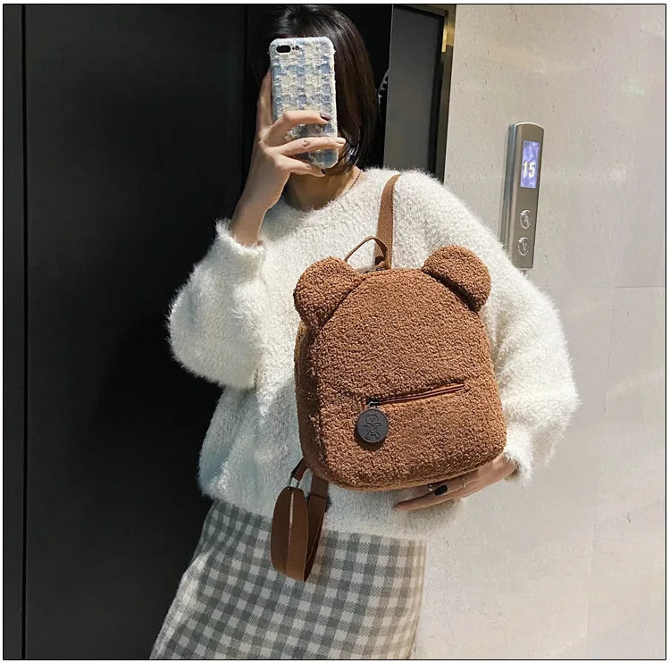 Personalised Baby Girls Backpack Cute Bear Plush Solid