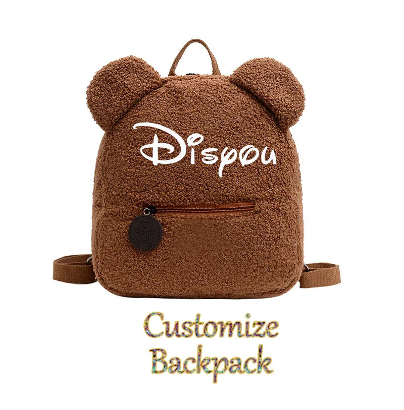 Personalised Baby Girls Backpack Cute Bear Plush Solid
