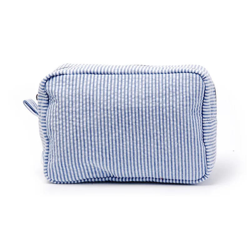 Personalized Large Capacity Striped Cosmetic Bag Custom Embroidered
