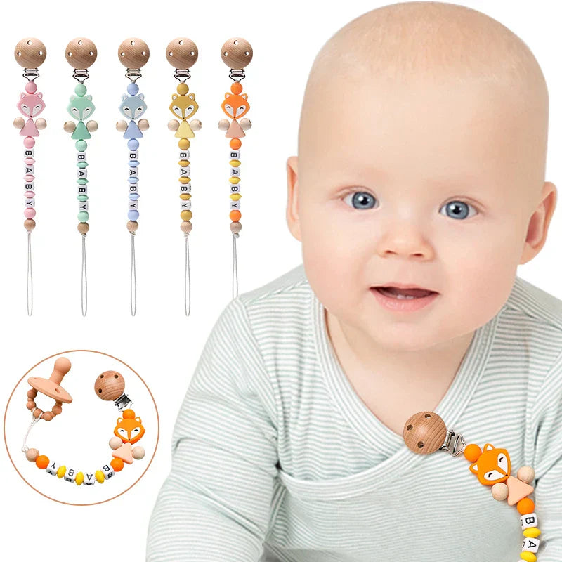 Personalized Name Handmade Silicone Pacifier Clips Holder Chain