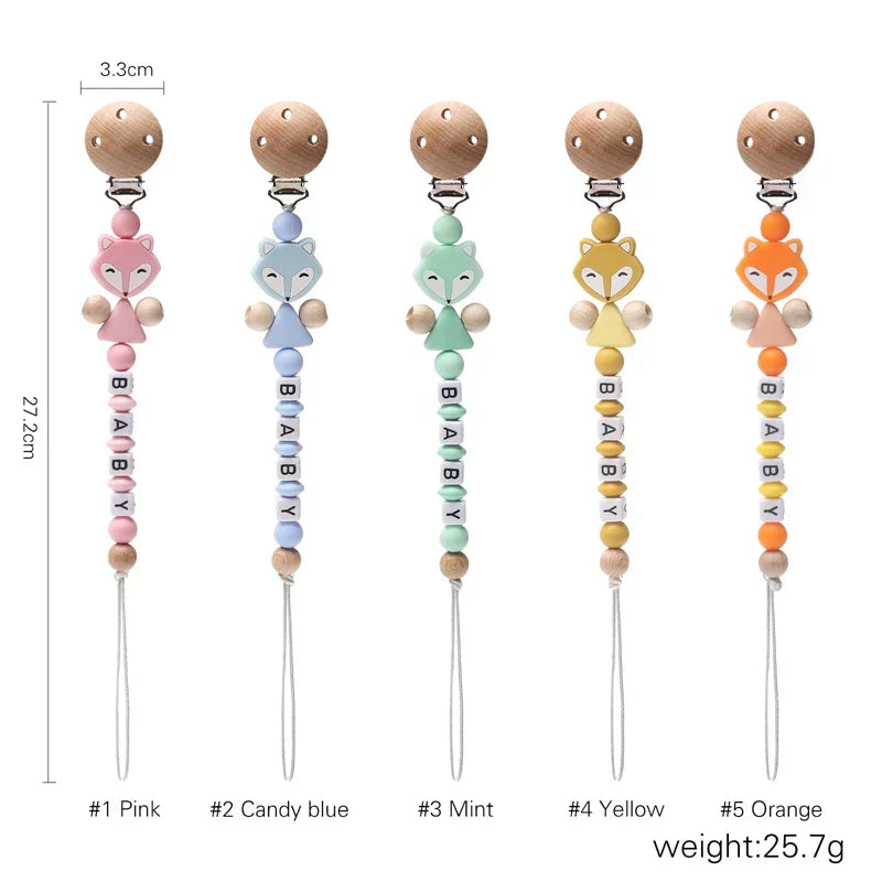 Personalized Name Handmade Silicone Pacifier Clips Holder Chain