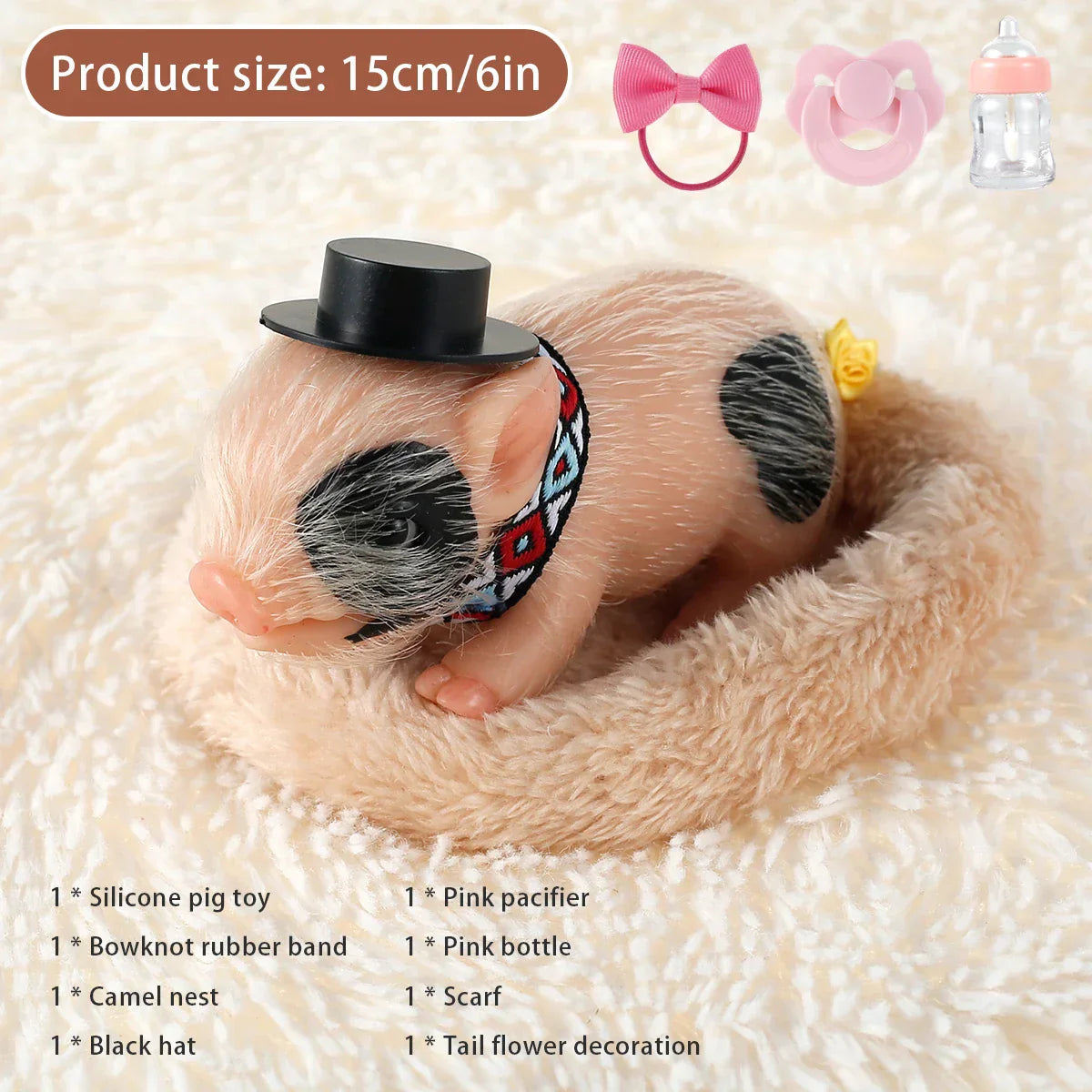 Pig Dolls Toy Set Mini Silicone Piglet Accessory