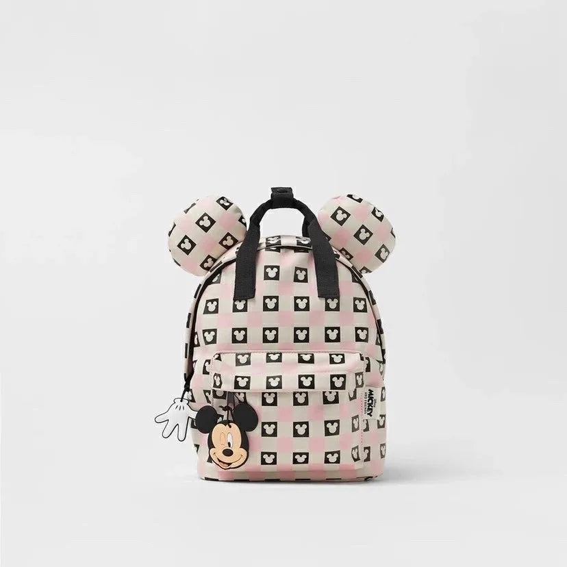 Pink Kids Girl Minnie Mickey Cartoon Print Backpack