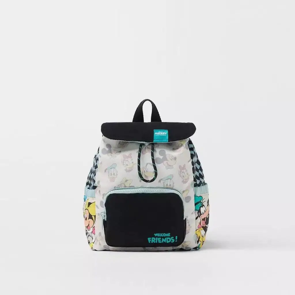 Pink Kids Girl Minnie Mickey Cartoon Print Backpack