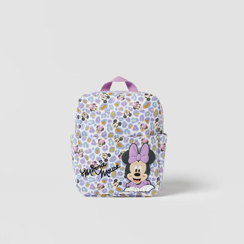 Pink Kids Girl Minnie Mickey Cartoon Print Backpack