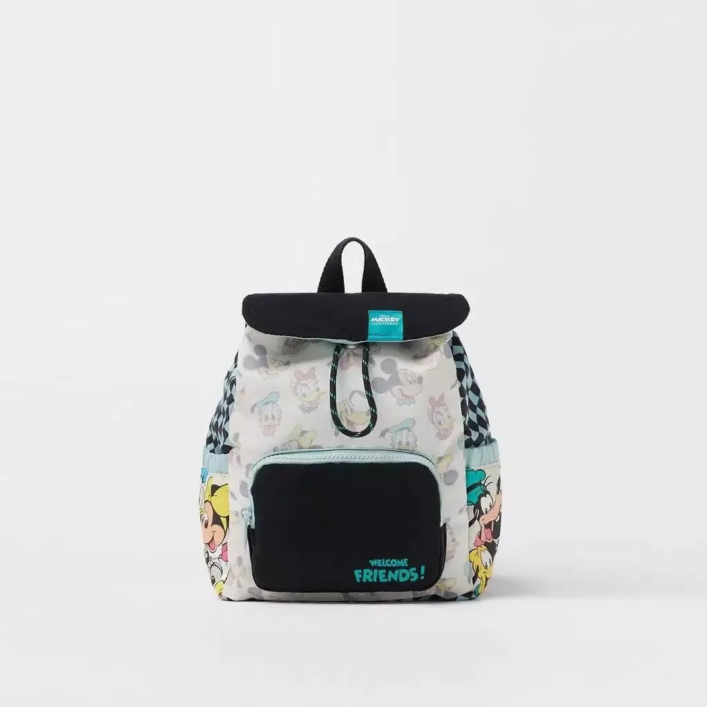 Pink Kids Girl Minnie Mickey Cartoon Print Backpack