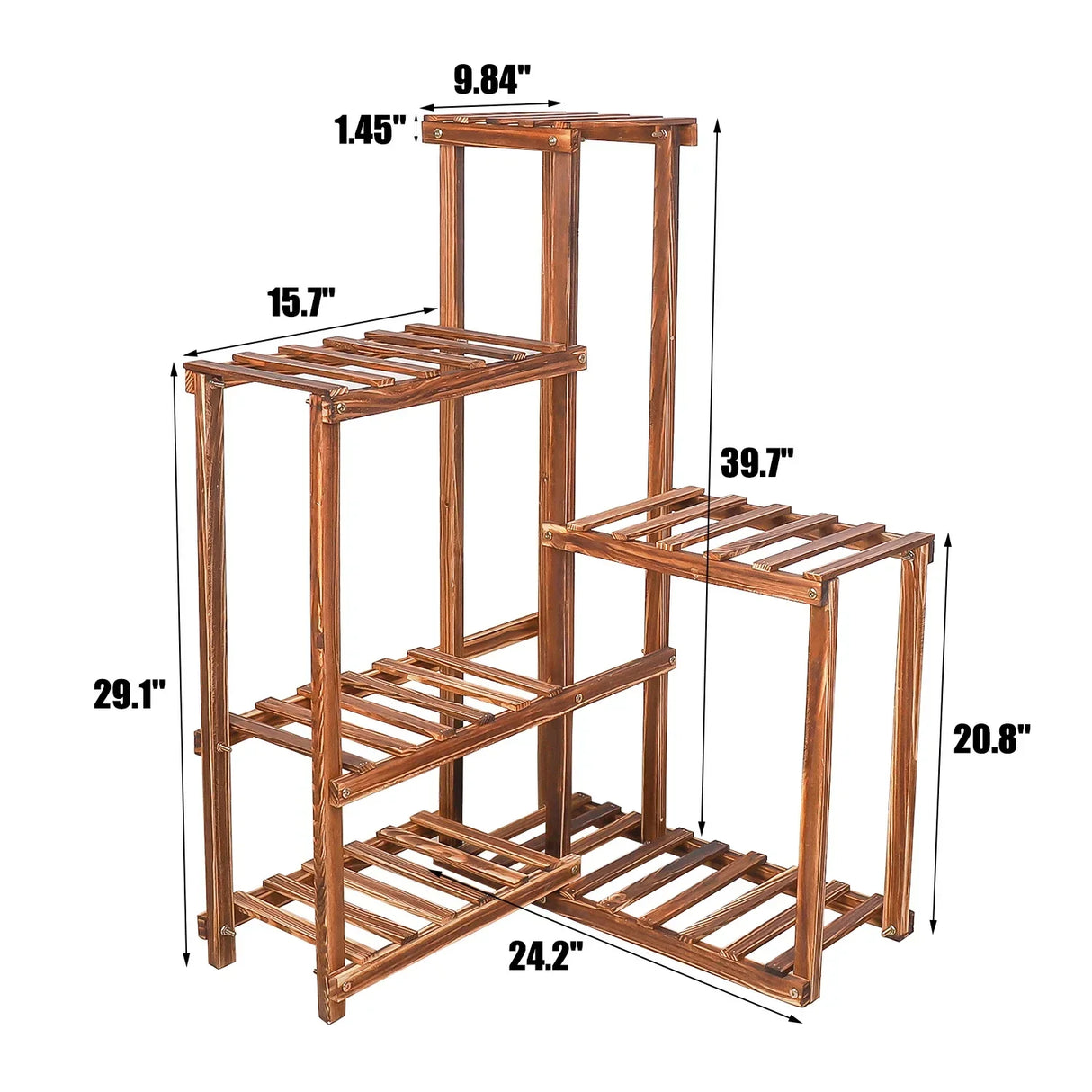 Plant Corner Stand 6 Tier Wood Shelf Indoor