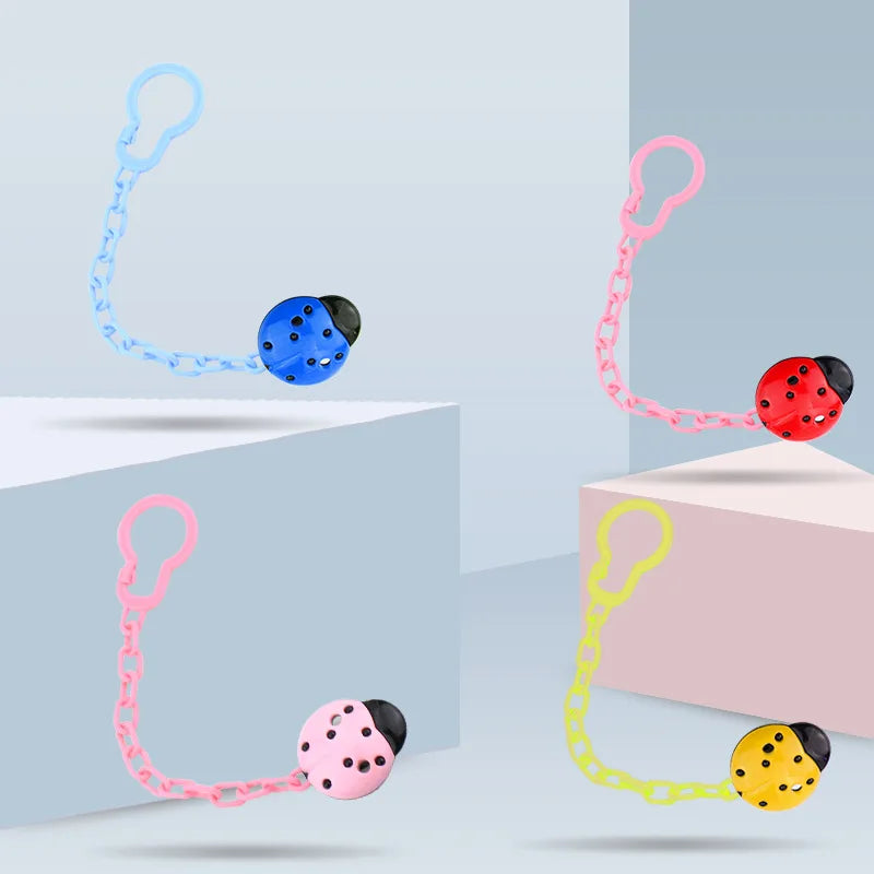 Plastic Pacifiers Clip Leashes Cartoon Five-Star Ladybug Case