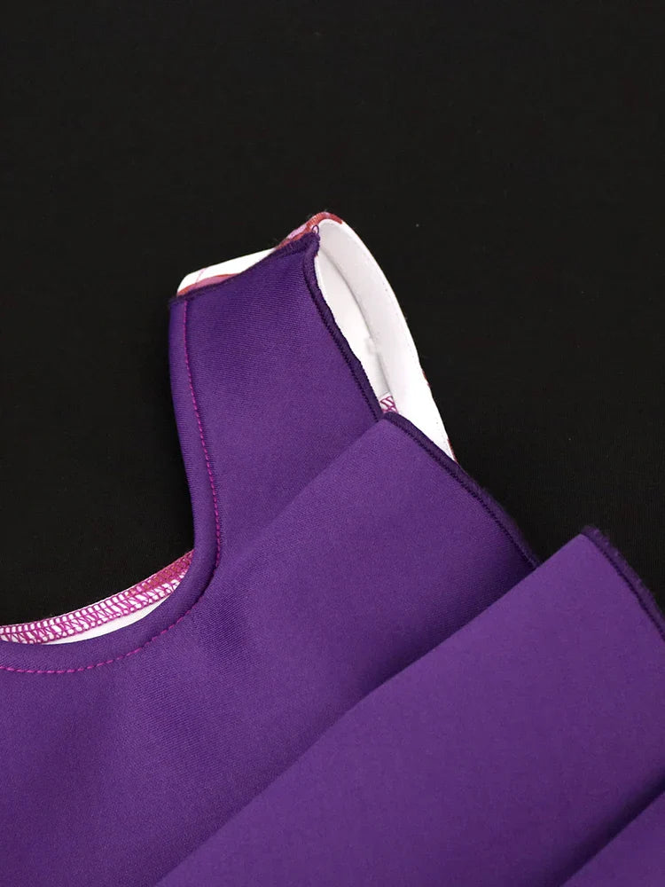 Plus Size 4XL Purple Dresses One Shoulder Ruffles