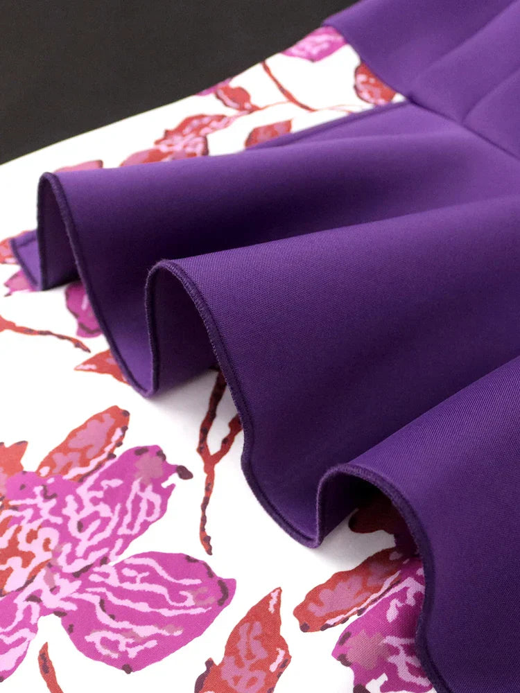 Plus Size 4XL Purple Dresses One Shoulder Ruffles