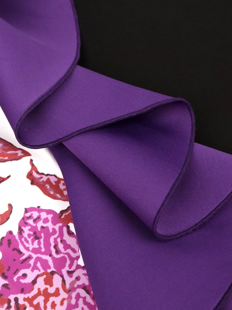 Plus Size 4XL Purple Dresses One Shoulder Ruffles