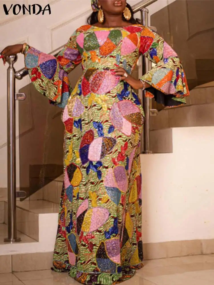 Plus Size 5XL VONDA Elegant Women Maxi Dress
