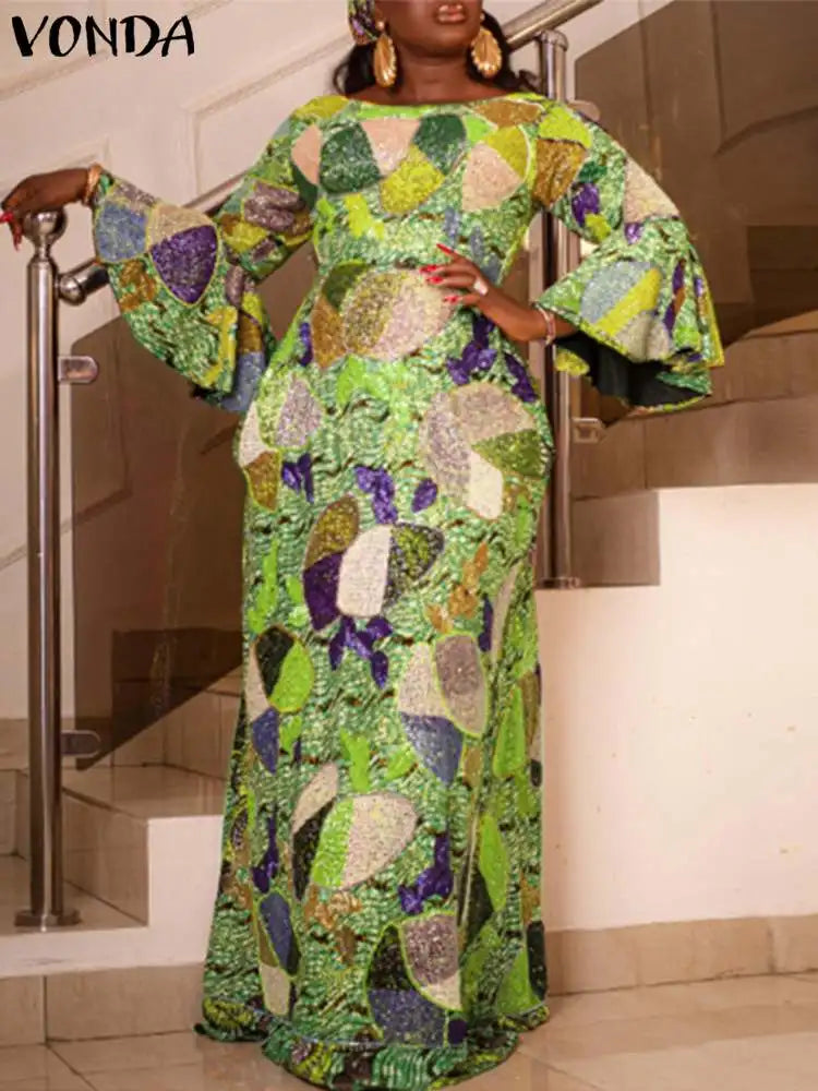 Plus Size 5XL VONDA Elegant Women Maxi Dress