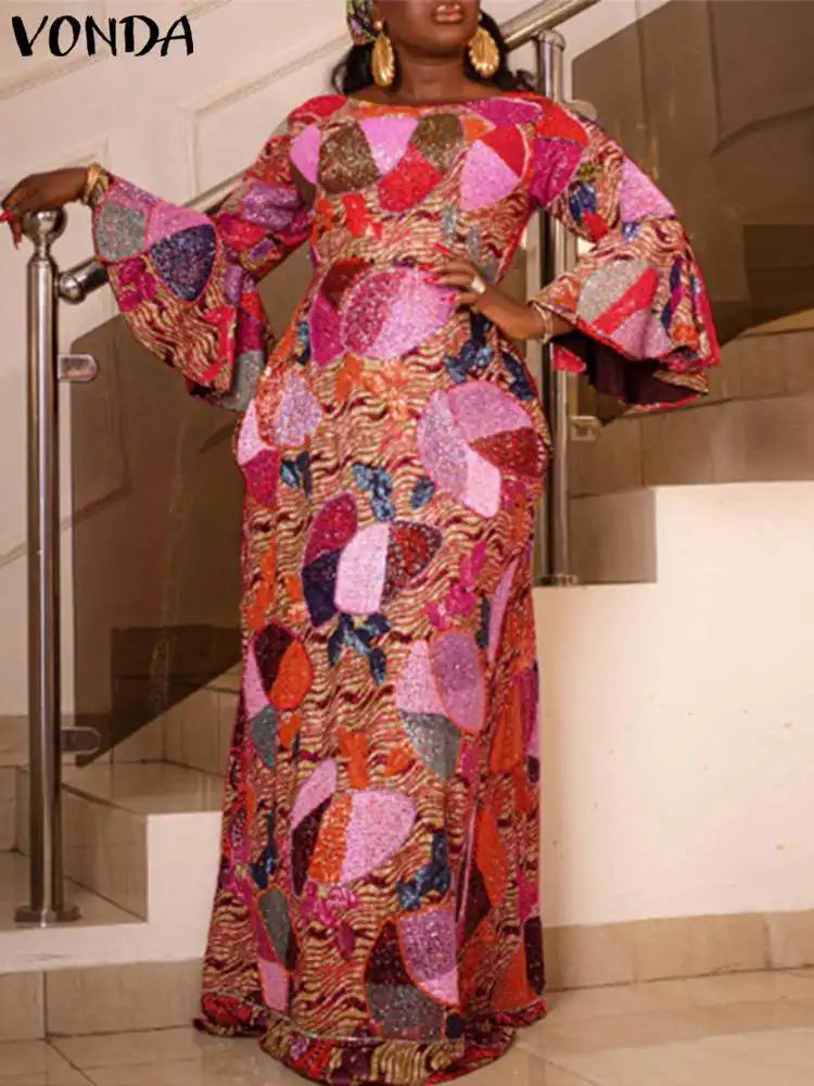 Plus Size 5XL VONDA Elegant Women Maxi Dress