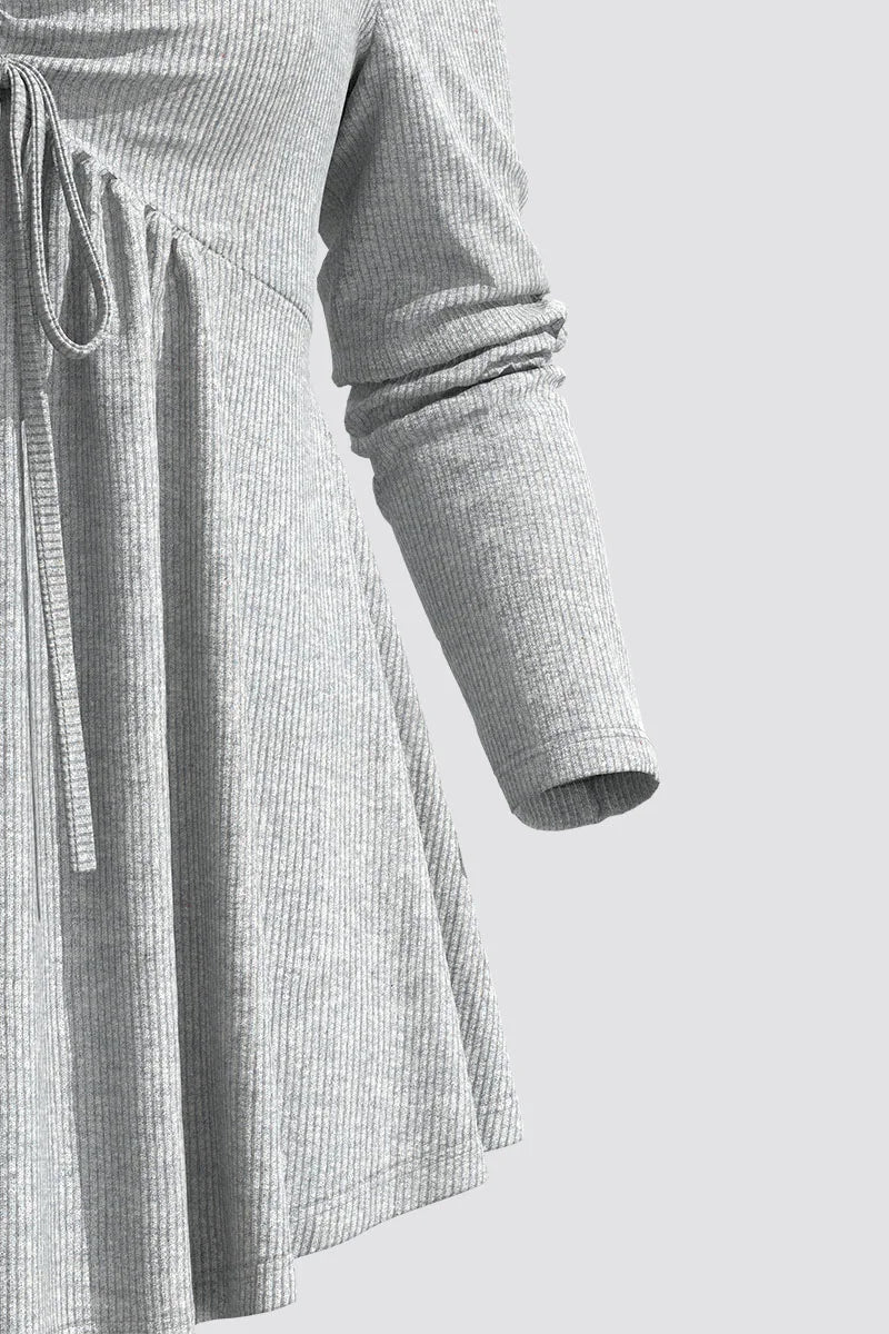 Plus Size Blouses Women Fashion Grey Rib Knit