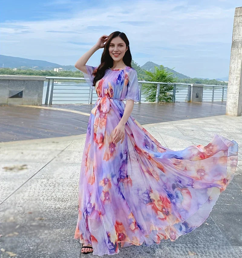 Plus Size Bohemian Beach Sundress Flying Clothing Chiffon