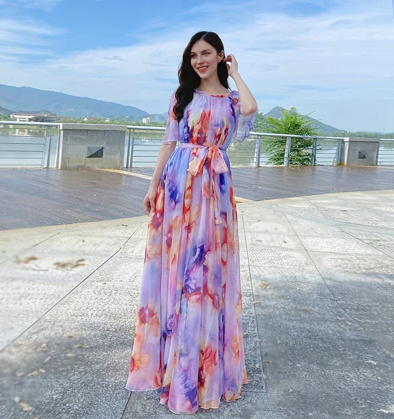 Plus Size Bohemian Beach Sundress Flying Clothing Chiffon