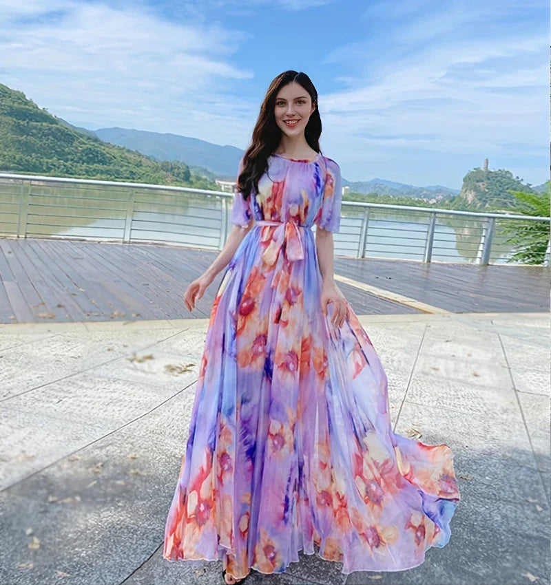 Plus Size Bohemian Beach Sundress Flying Clothing Chiffon
