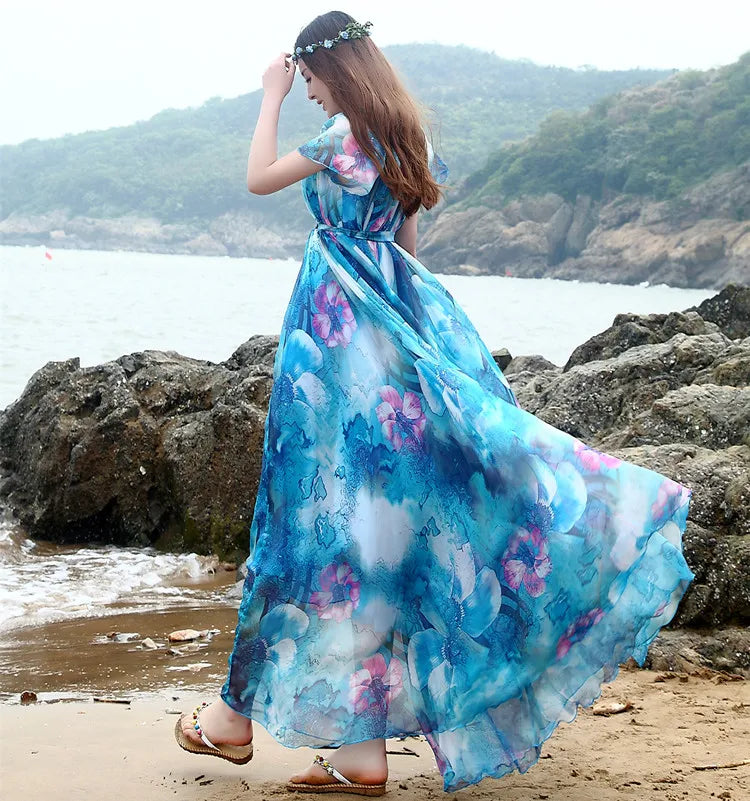 Plus Size Bohemian Beach Sundress Flying Clothing Chiffon