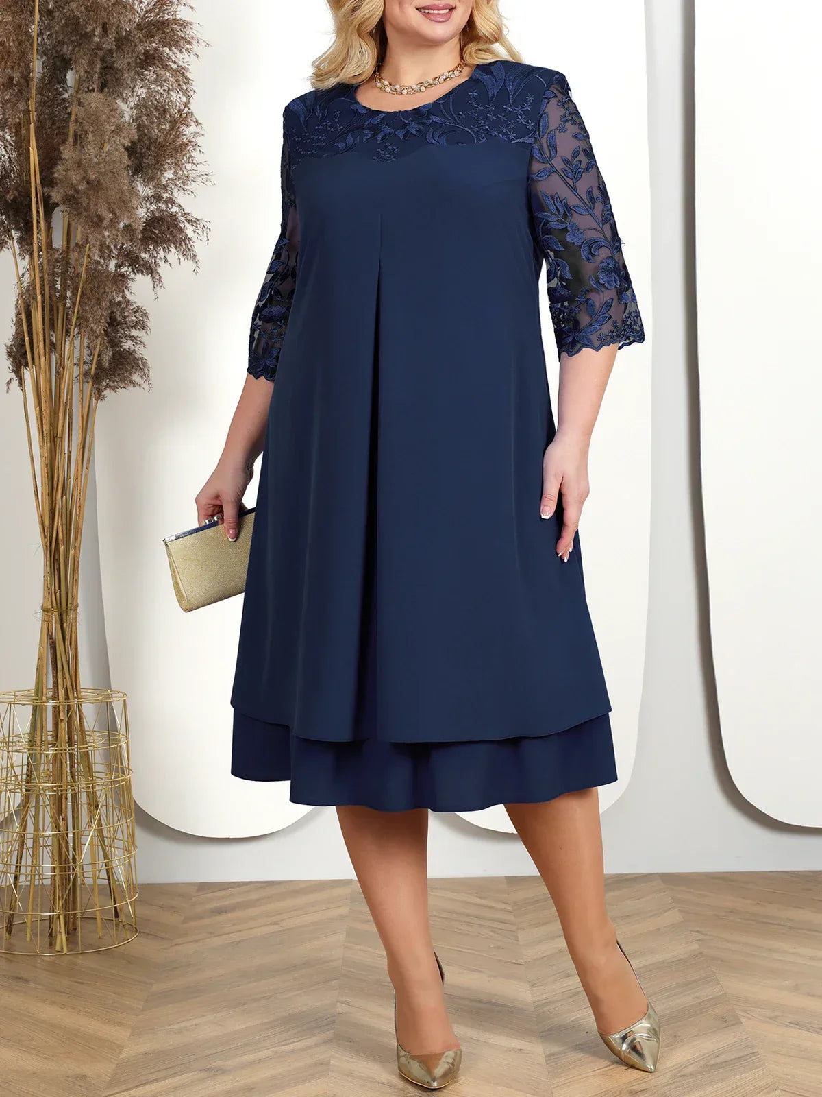 Plus Size Dresses for Women 2023 Embroidery Floral