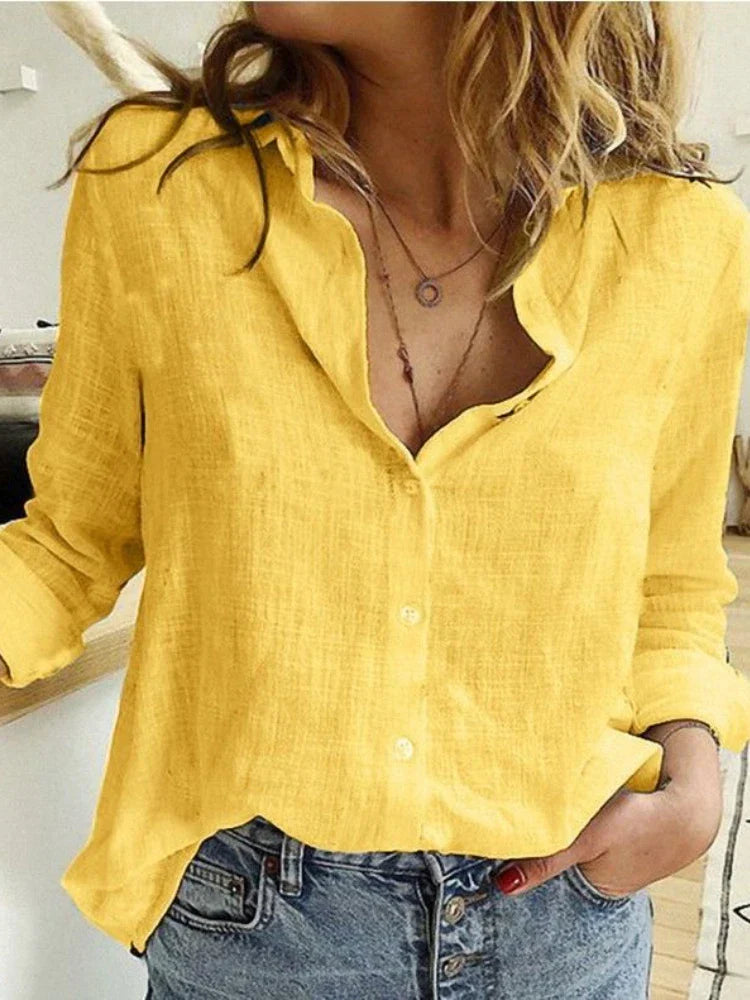Plus Size Elegant Feminine Shirt Linen Women Clothing