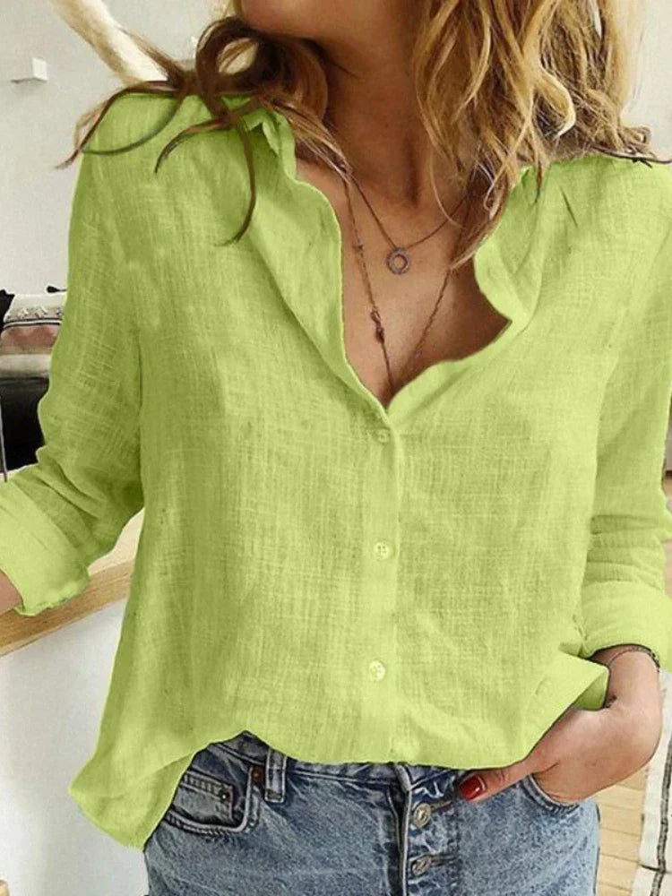 Plus Size Elegant Feminine Shirt Linen Women Clothing
