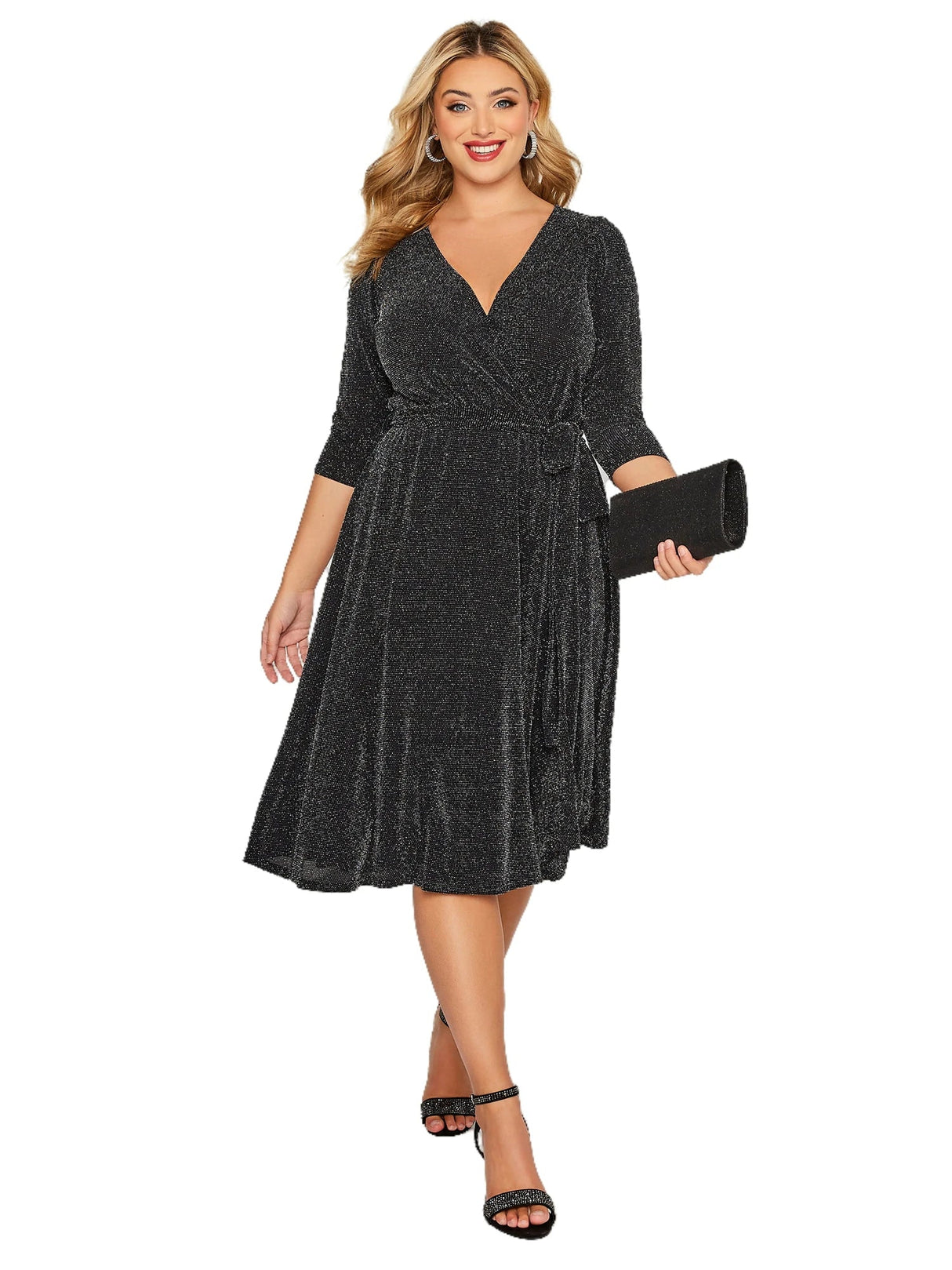 Plus Size Elegant Spring Autumn Wrap Dress Women
