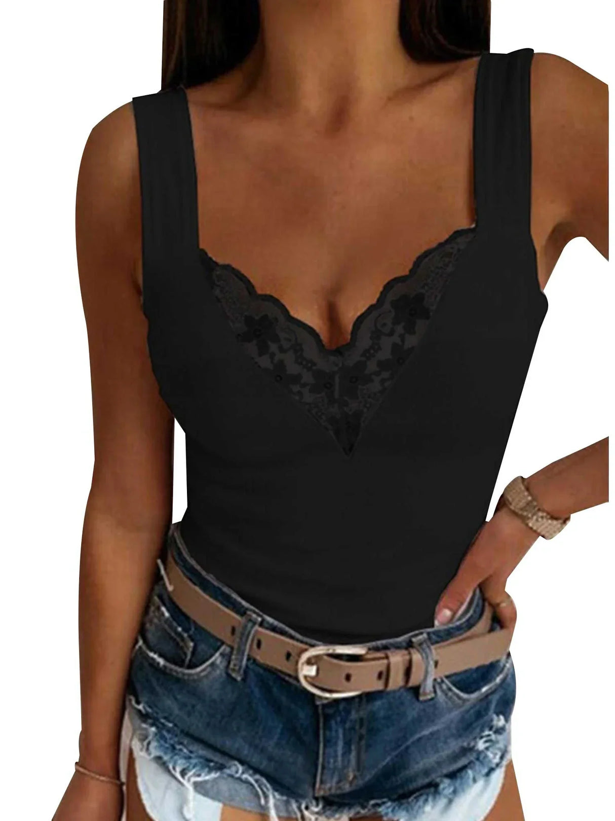 Plus Size Oversized Womens Sexy Lace V Neck