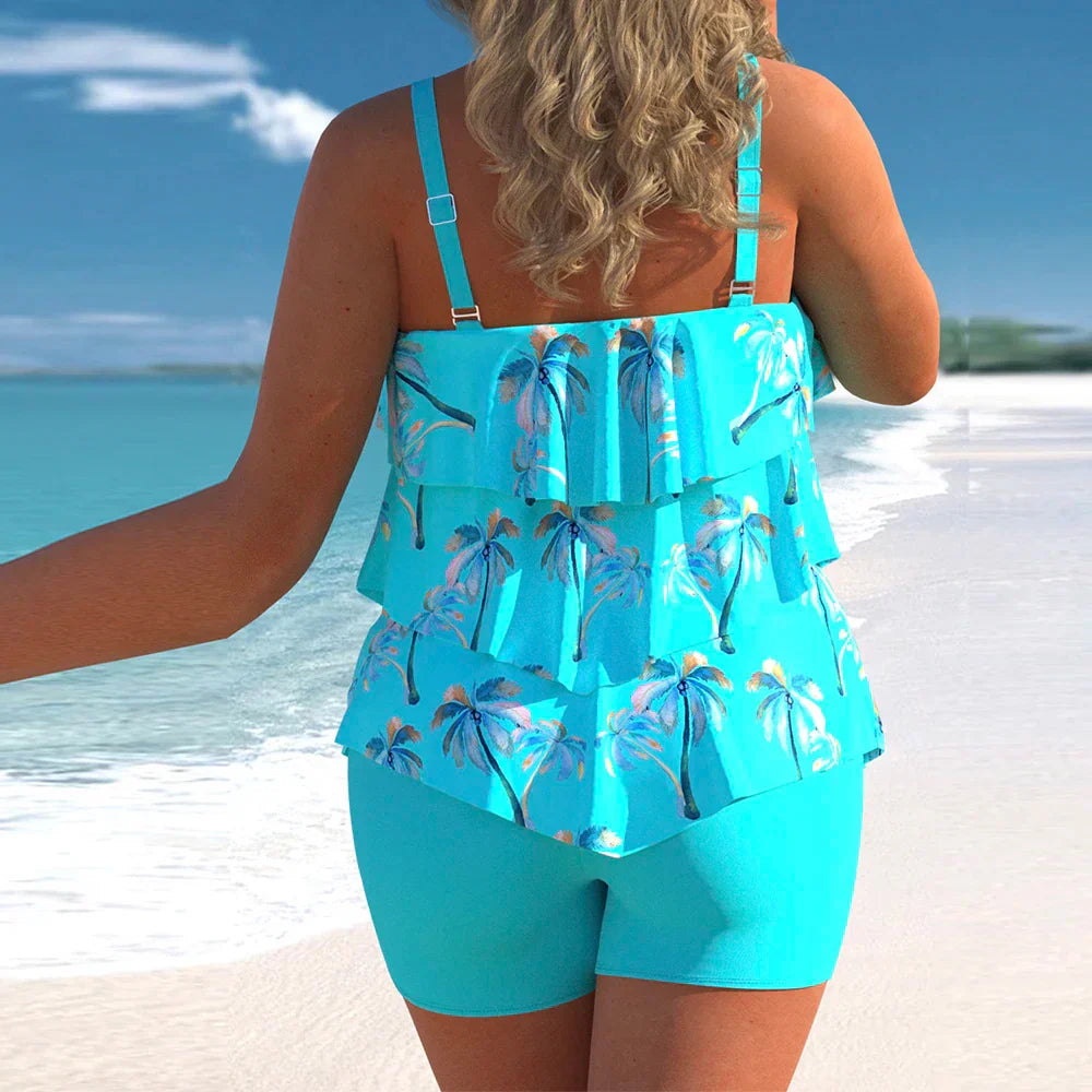 Plus Size Sexy Backless Swim Set Women Cascading