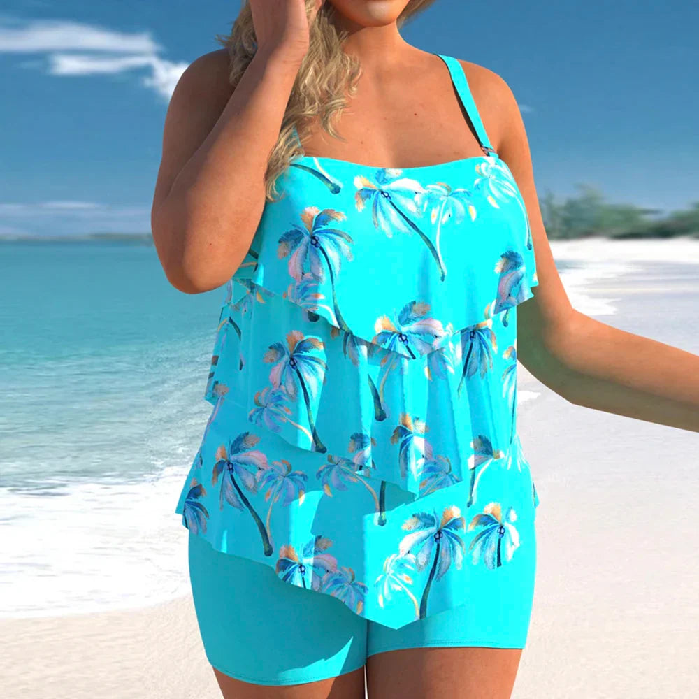 Plus Size Sexy Backless Swim Set Women Cascading