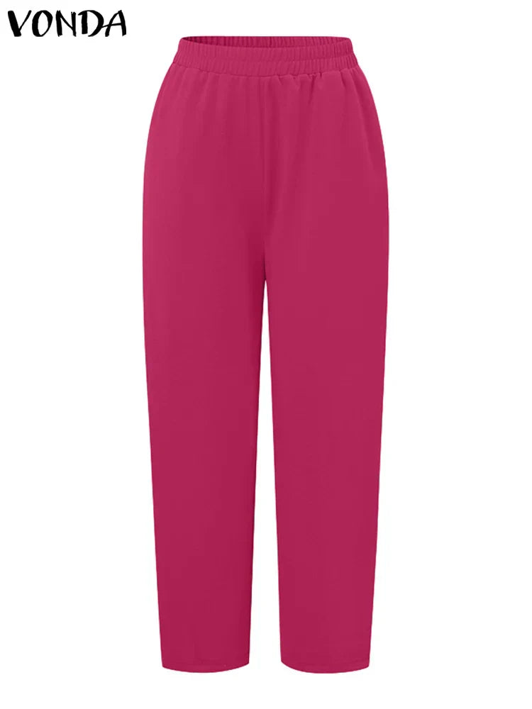Plus Size VONDA Fashion Women Pant Sets 2024