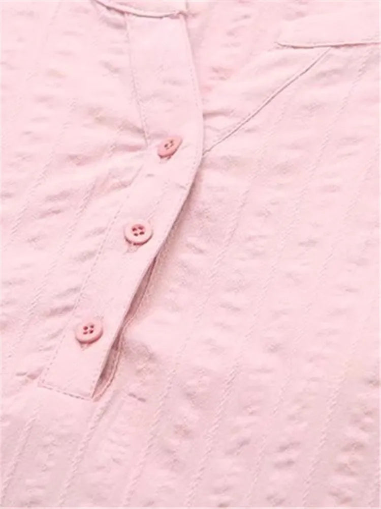 Plus Size Womens Clothing Shirts Solid Jacquard Cotton