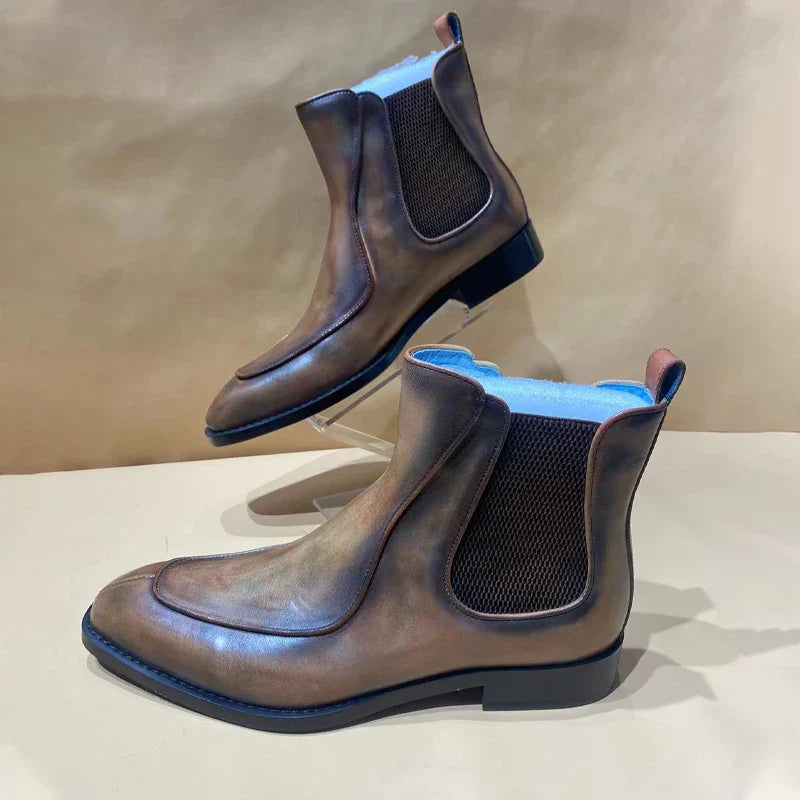 Polished Men's Chelsea Ankle Boots Small Square Toe