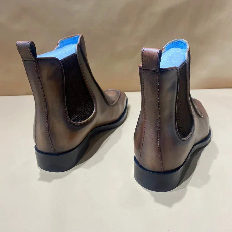 Polished Men's Chelsea Ankle Boots Small Square Toe
