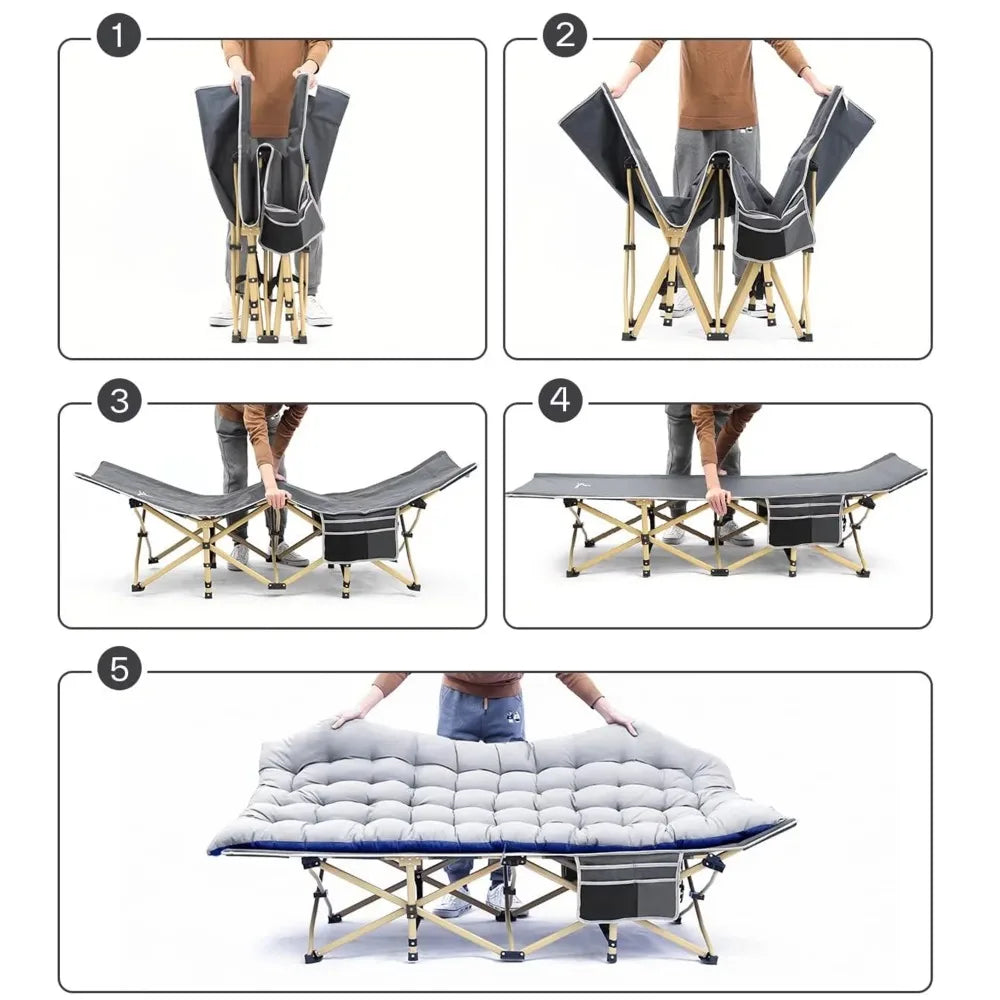 Portable Folding Bed with 2 Sided Mattress & Carry Bag,Outdoor camping folding bed, lunch convenient folding bed